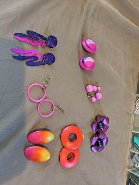 Vintage Pink and Purple Clip-On Earrings Set